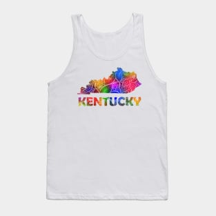 Colorful mandala art map of Kentucky with text in multicolor pattern Tank Top